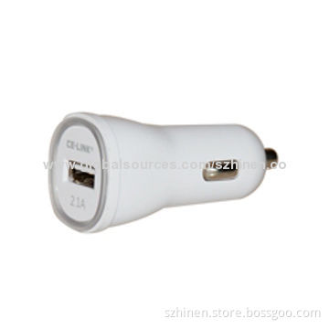 Car Charger with 5V/2.1A Output, Convenient to Use